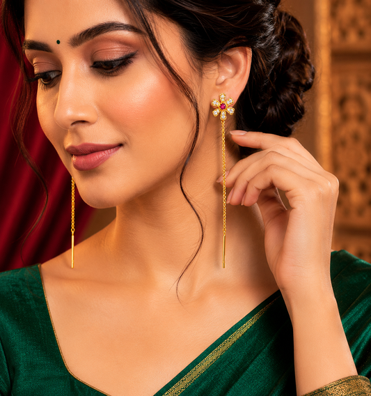 Floral Handmade Traditional Threader Earrings