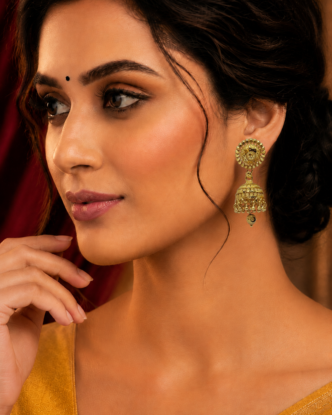2 Layer Jhumka, Gold Plated Jhumka Earrings, Traditional Jhumka for Women, Ethnic Earrings, Bridal Jhumka, Temple Jewelry, Indian Gold Tone Earrings, Festive Jewelry, Lightweight Jhumki, Designer Jhumka. premiu gold plated