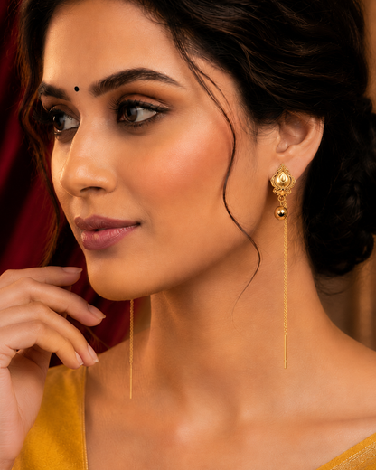 Handmade Floral Drop Chain Earrings for Women