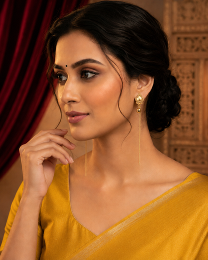 Handmade Floral Drop Chain Earrings for Women