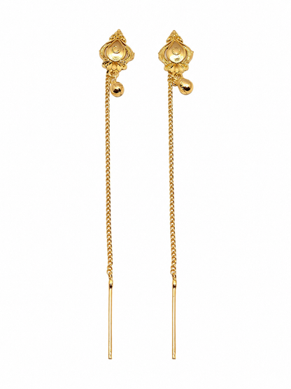 Handmade Floral Drop Chain Earrings for Women