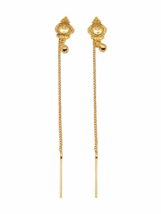 Handmade Floral Drop Chain Earrings for Women