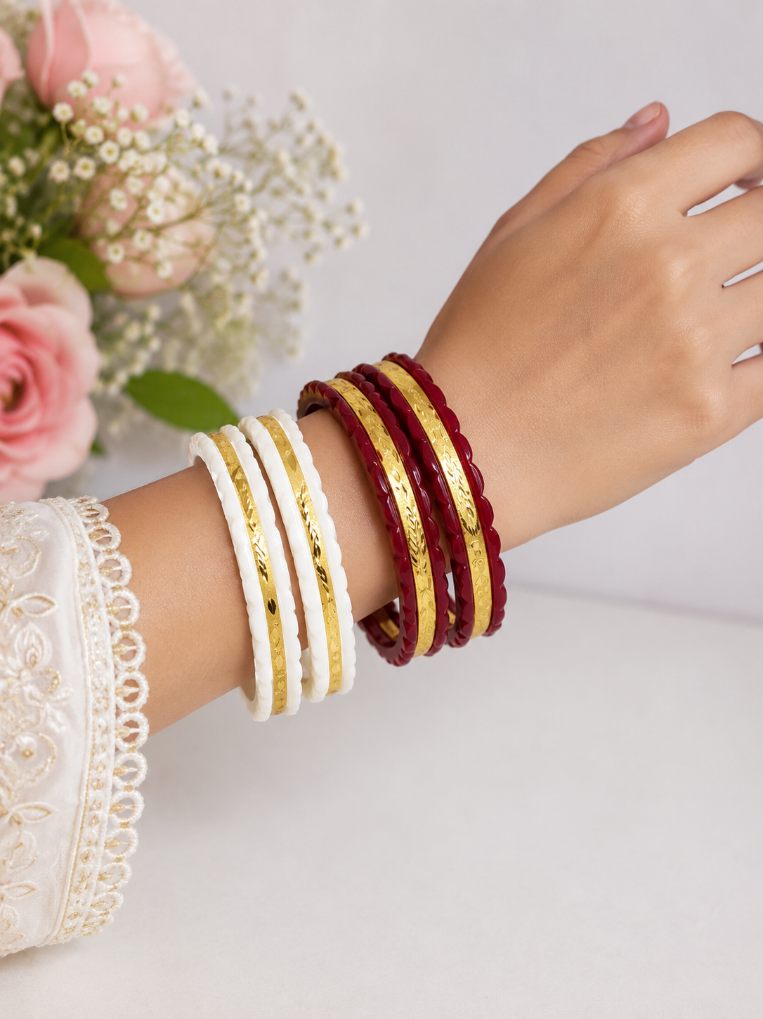 Premium Gold Plated Bengali Shakha Pola Set for Women