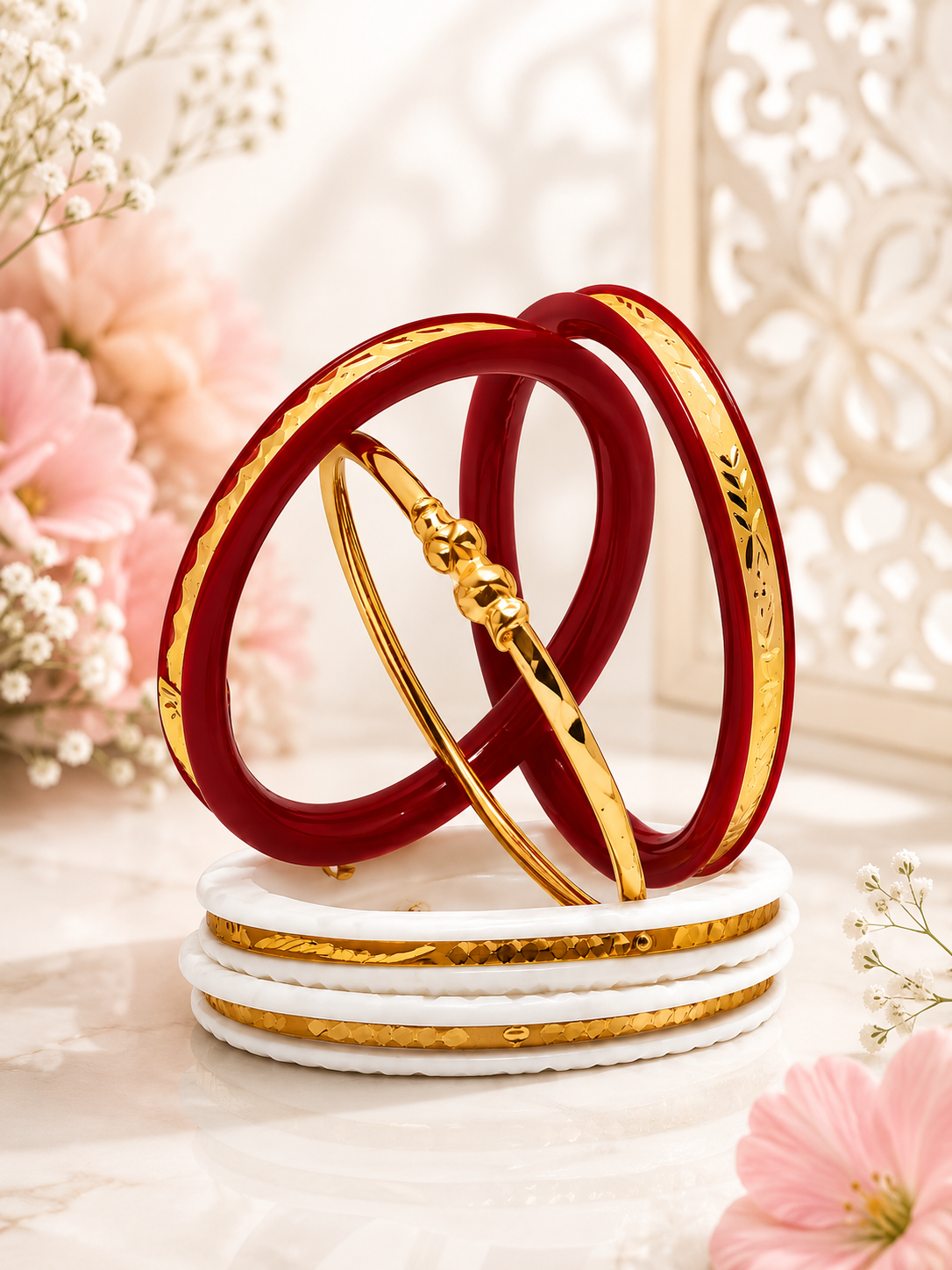 Designed with long-lasting shine and premium craftsmanship, it is an ideal choice for women who love timeless Bengali tradition with a modern premium finish.