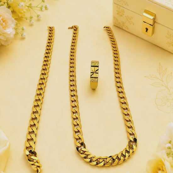 Premium 24K Gold Plating
✨ Strong Copper Base Metal
✨ Long-Lasting Gold Finish
✨ Elegant & Trendy Design
✨ Lightweight and Comfortable
✨ Perfect Gift for Men
✨ Premium Quality Assurance
