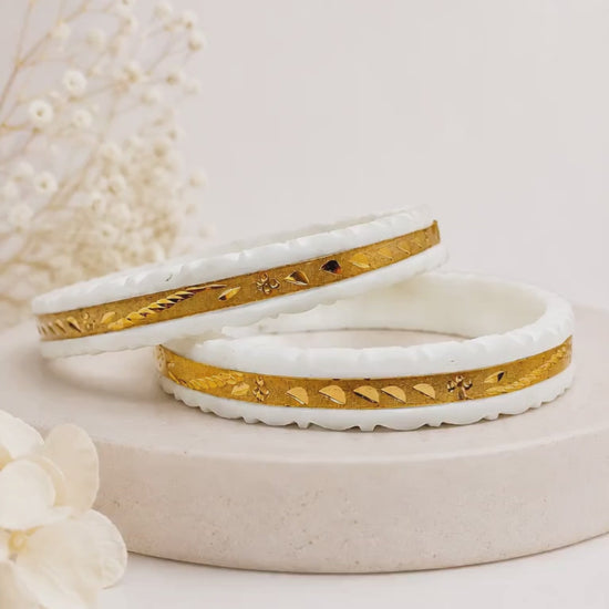 Path Shakha, Bengali Shakha, Gold Plated Shakha, Traditional Shakha Pair, White Shakha, Bengali Bridal Jewelry, Shakha Pala, Wedding Shakha, Ethnic Bangles, Sampriti Jewellers.