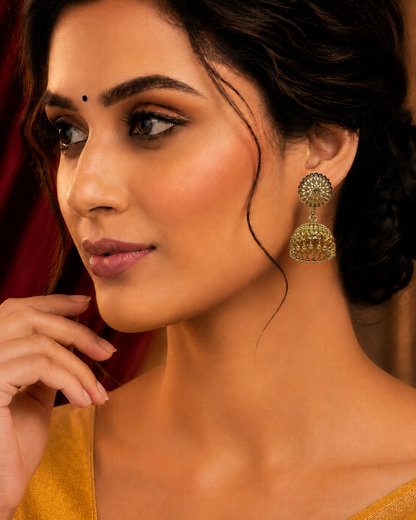 Royal Filigree Gold-Plated Jhumka Earrings