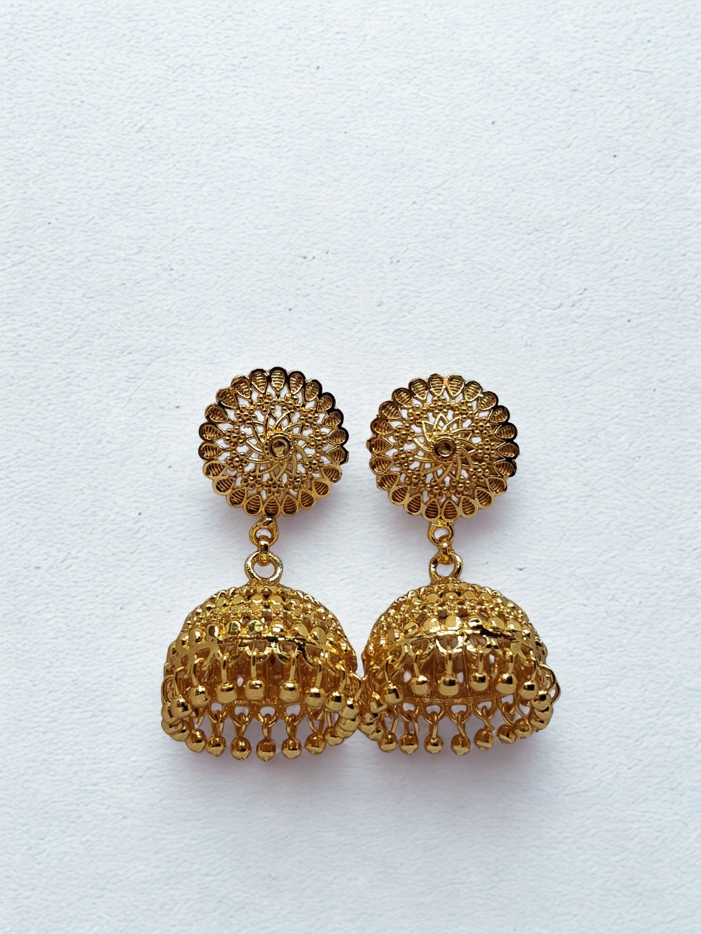 Royal Filigree Gold-Plated Jhumka Earrings